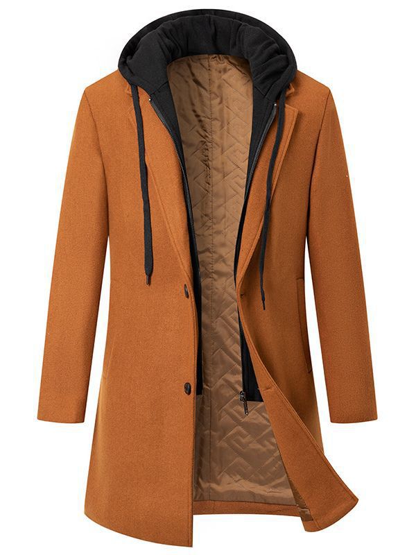 Herren Wollmix-Mantel mit herausnehmbarem Kapuzen-Innenfutter und gesteppter Isolierung Shop Nory