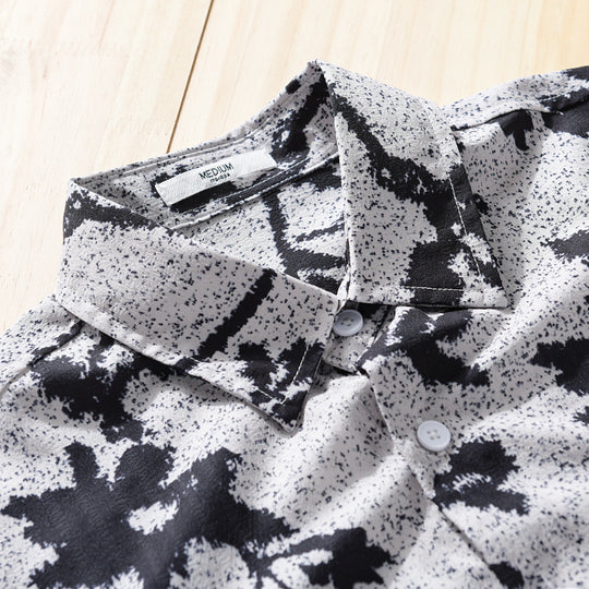 Herren Lockeres Baumwoll-Layering-Overshirt mit painterly Blumenallover und Brusttasche Shop Nory