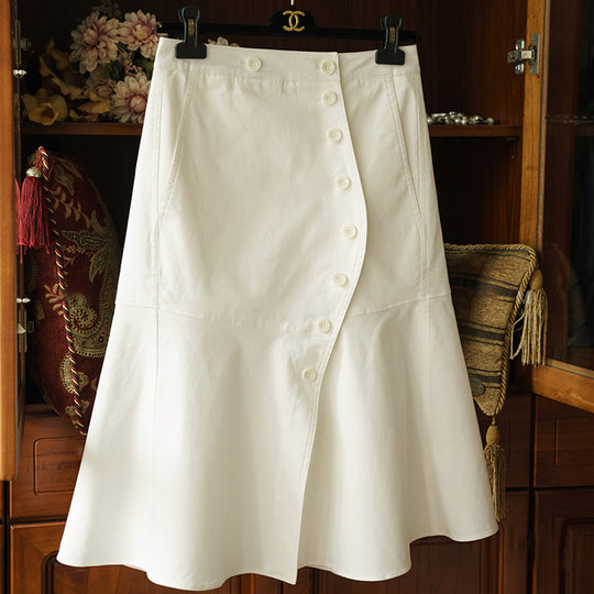Damen Modischer Midirock mit Knopfleiste und schwingendem Saum Shop Nory