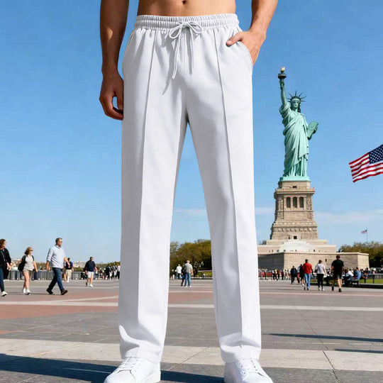 Herren nan elegante Sweathose mit Bügelfalte geradem Bein und Tunnelzug