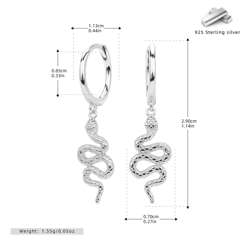 Damen Ohrhänger mit schlangenförmigem Design aus hochwertigem 925 Sterling Silber Shop Nory