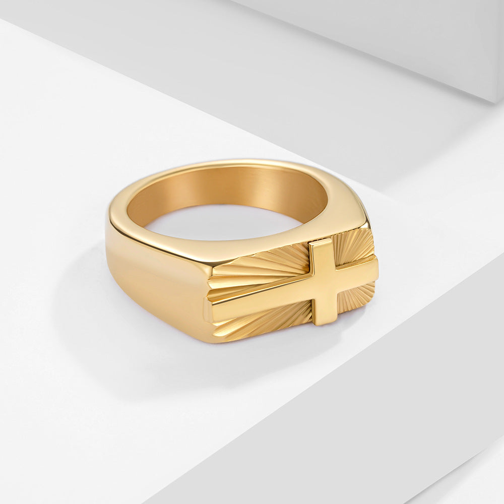 Herren Ring mit kunstvollem Kreuzdesign Shop Nory