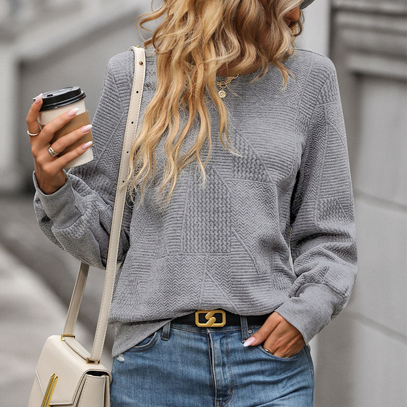 Damen Strukturierter Rundhals-Pullover mit Patchmuster Shop Nory