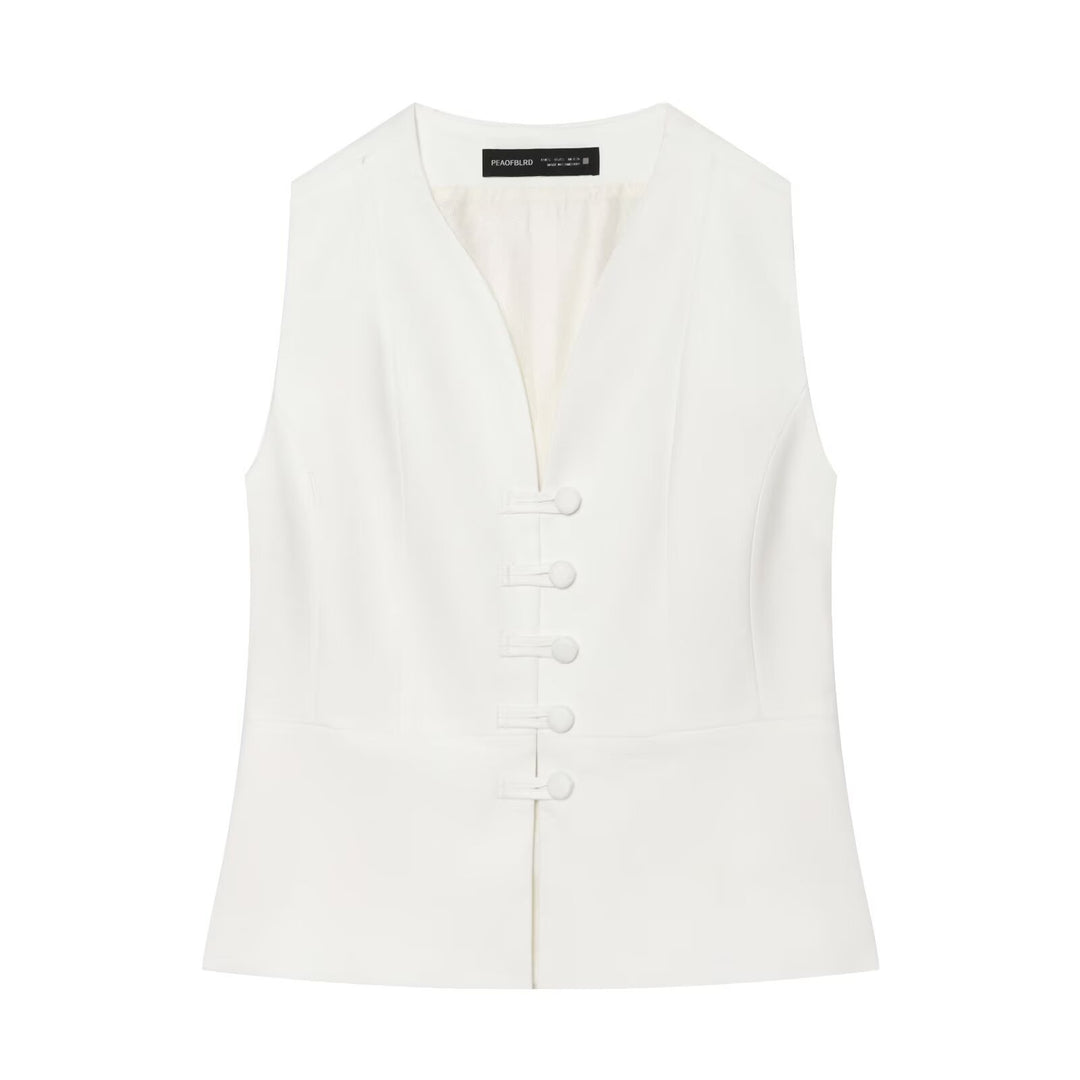 Damen High-Waist Schlaghose mit Zierknopfleiste und Eingrifftaschen Shop Nory