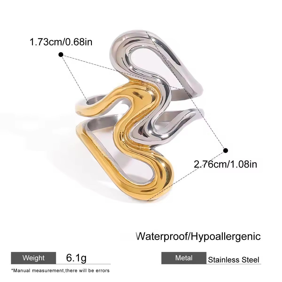 Damen Edelstahlring im modernen Wellen-Design Shop Nory