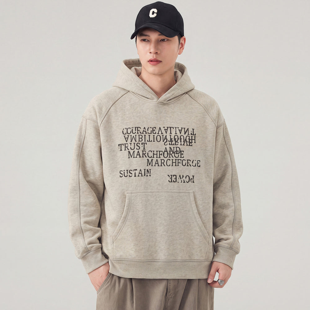 Herren Oversize Kapuzenpullover mit Statement-Print und Kängurutasche Shop Nory