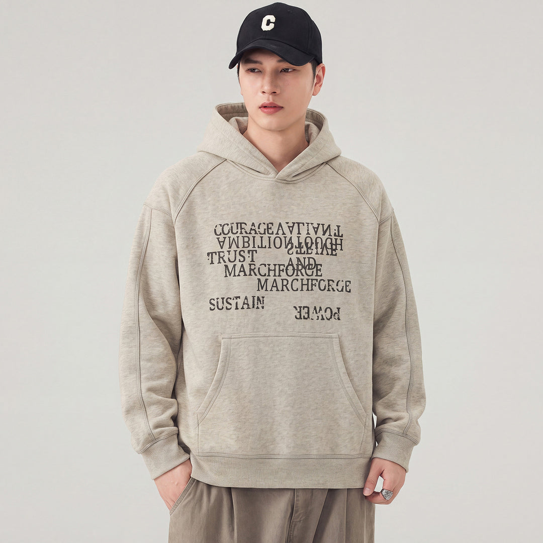 Herren Oversize Kapuzenpullover mit Statement-Print und Kängurutasche Shop Nory