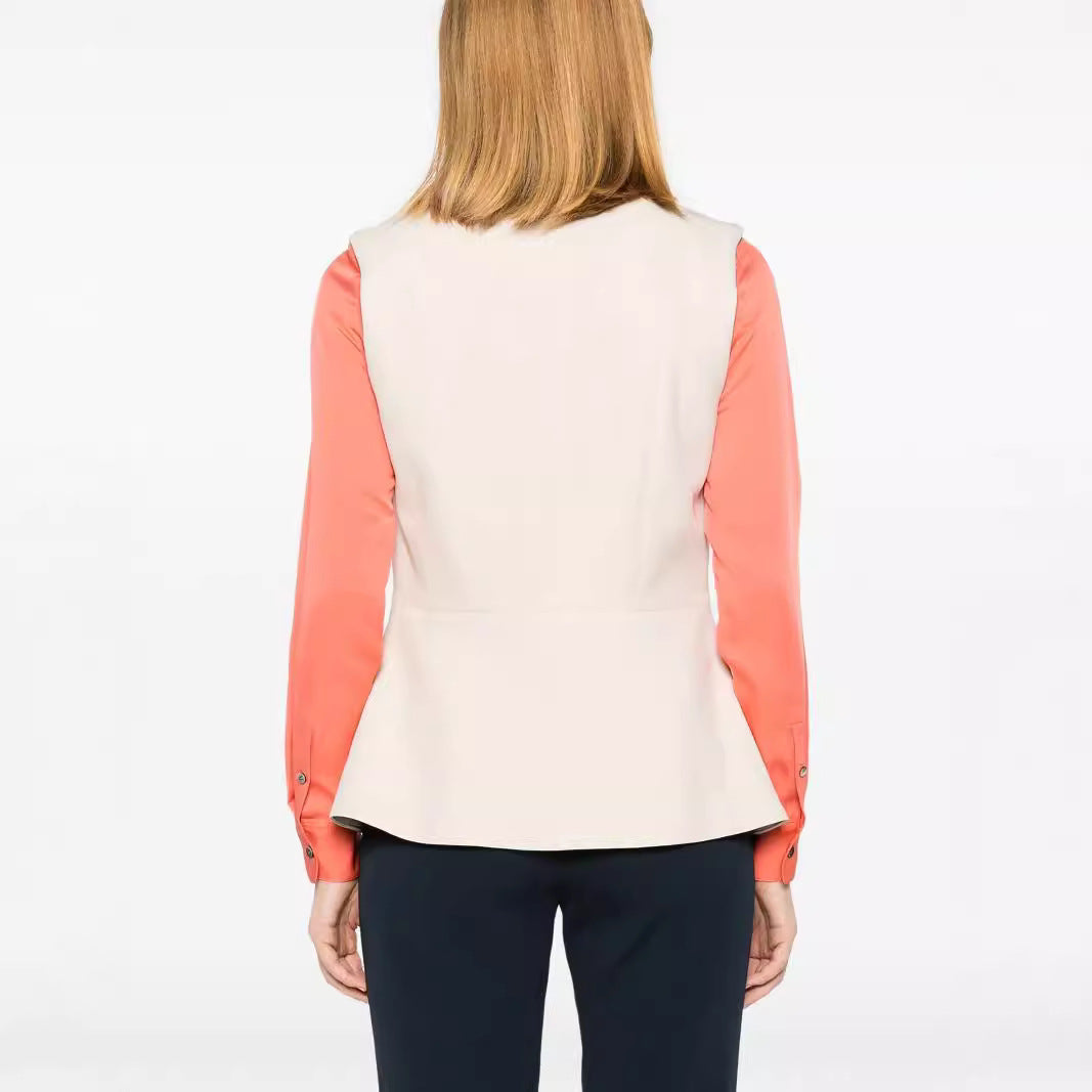 Damen Ärmellose taillierte Blazerweste mit Revers und Formnähten Shop Nory