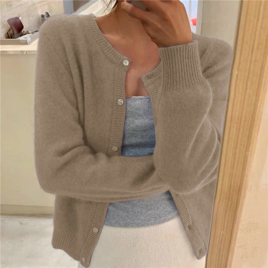Damen weicher Strickcardigan mit dekorativen Knöpfen und raffinierter Maschenstruktur