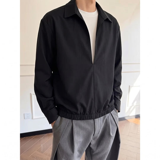 Damen Oversize-Bluse mit tiefem V-Ausschnitt, Hemdkragen und elastischem Saum Shop Nory
