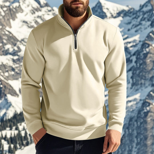 Herren nan komfortables Halbzip-Sweatshirt mit Stehkragen, leicht angerauter Innenseite und geripptem Saum Shop Nory