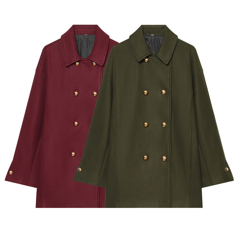 Damen Kurzmantel im Military‑Stil mit Doppelreiher und goldfarbenen Zierknöpfen Shop Nory