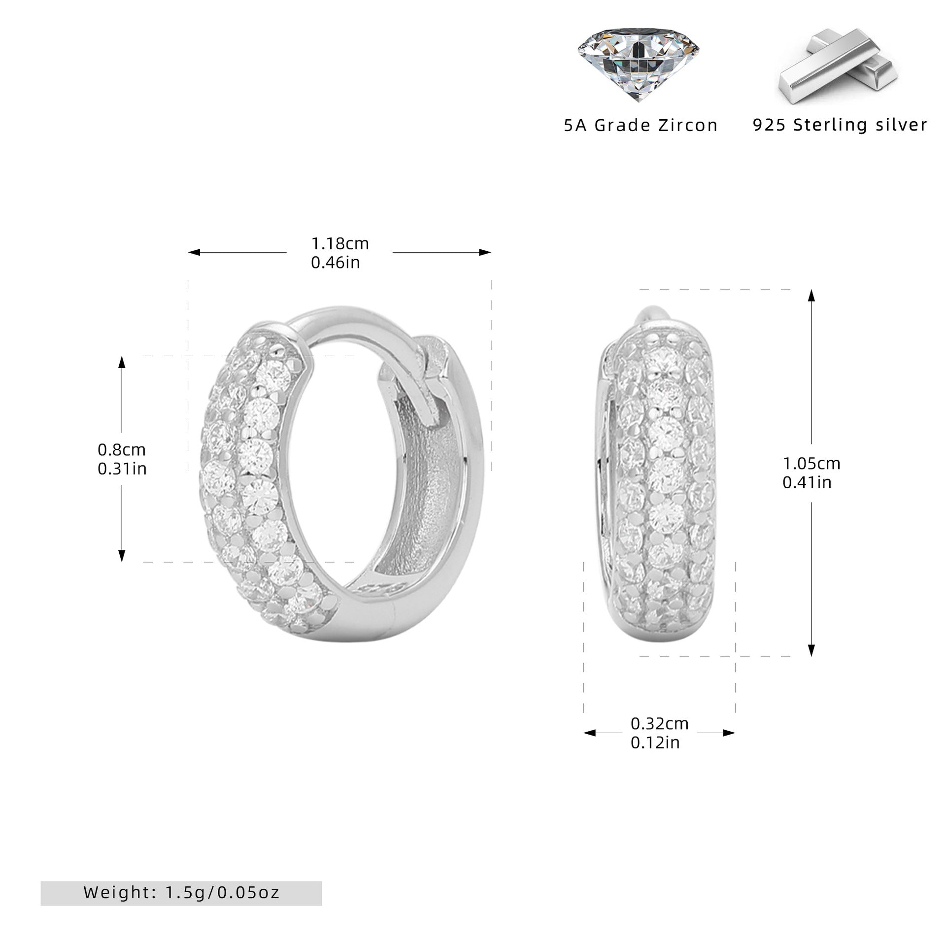 Damen Creolen mit luxuriösem Zirkonbesatz und hochwertigem 925 Sterling Silber Shop Nory
