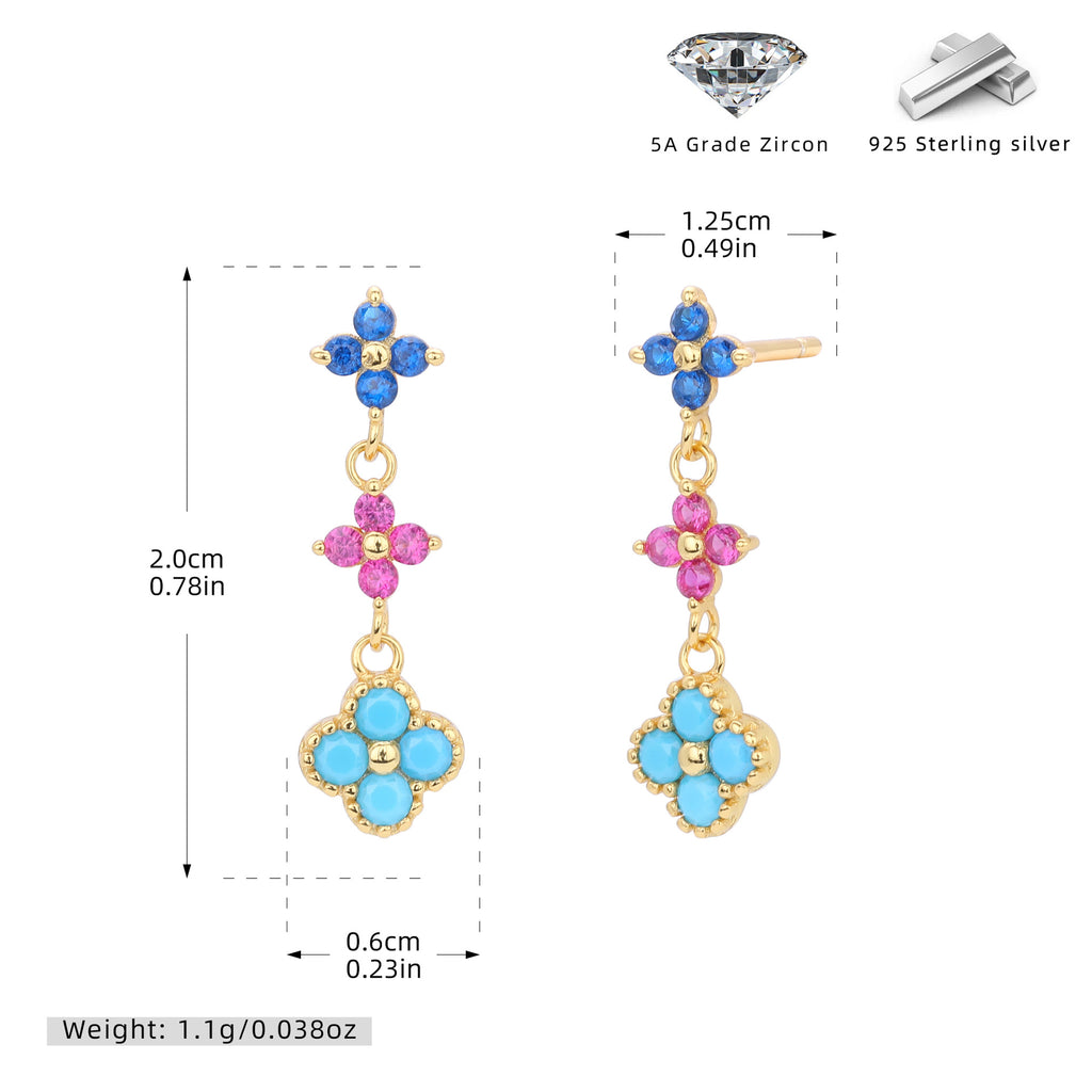 Damen Ohrhänger mit funkelnden Zirkonblüten aus hochwertigem 925 Sterlingsilber Shop Nory