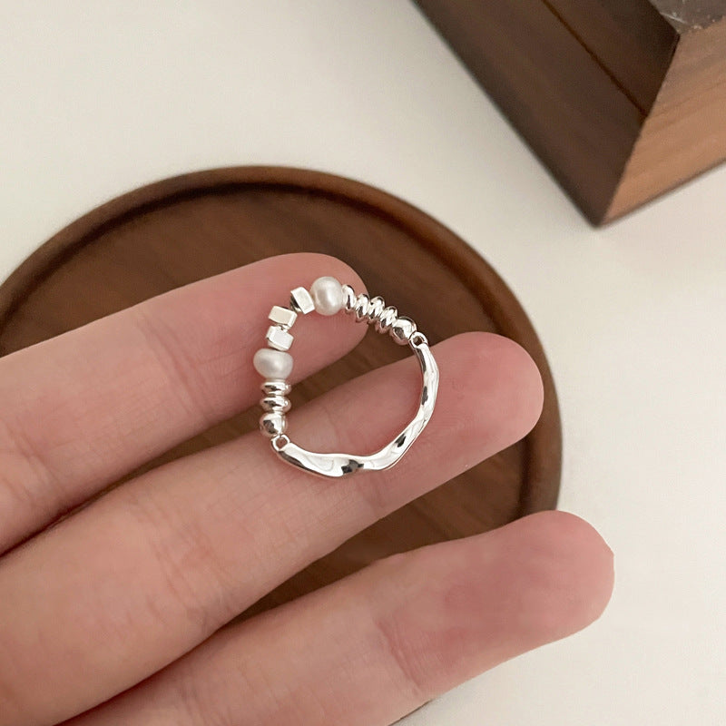 Damen Designer-Ring mit einzigartigem Textur- und Perlen-Design Shop Nory