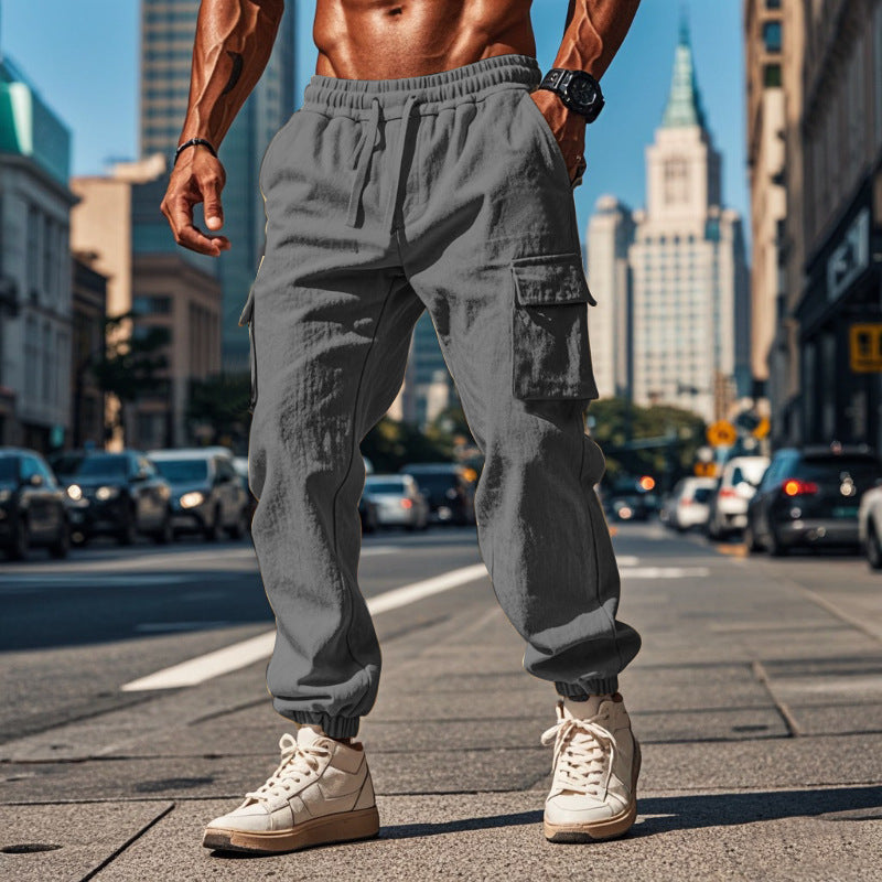 Herren Cargo-Jogginghose mit verstellbarem Kordelzug und mehreren Seitentaschen