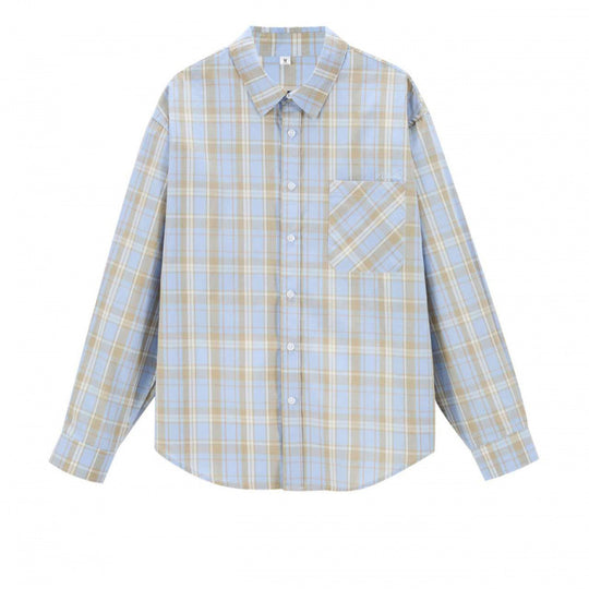 Unisex Boxy-kariertes Overshirt mit Hemdkragen und aufgesetzter Brusttasche Shop Nory