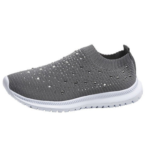 Damen Elastischer Slip-On Strick-Sneaker mit Strassbesatz Shop Nory