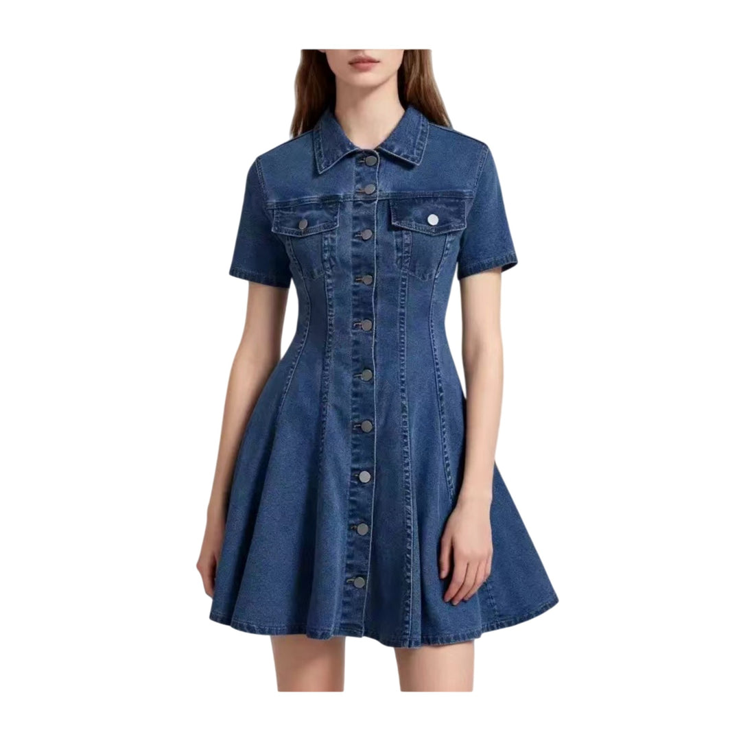 Damen Jeanskleid mit taillierter Schnittführung und durchgehender Knopfleiste Shop Nory