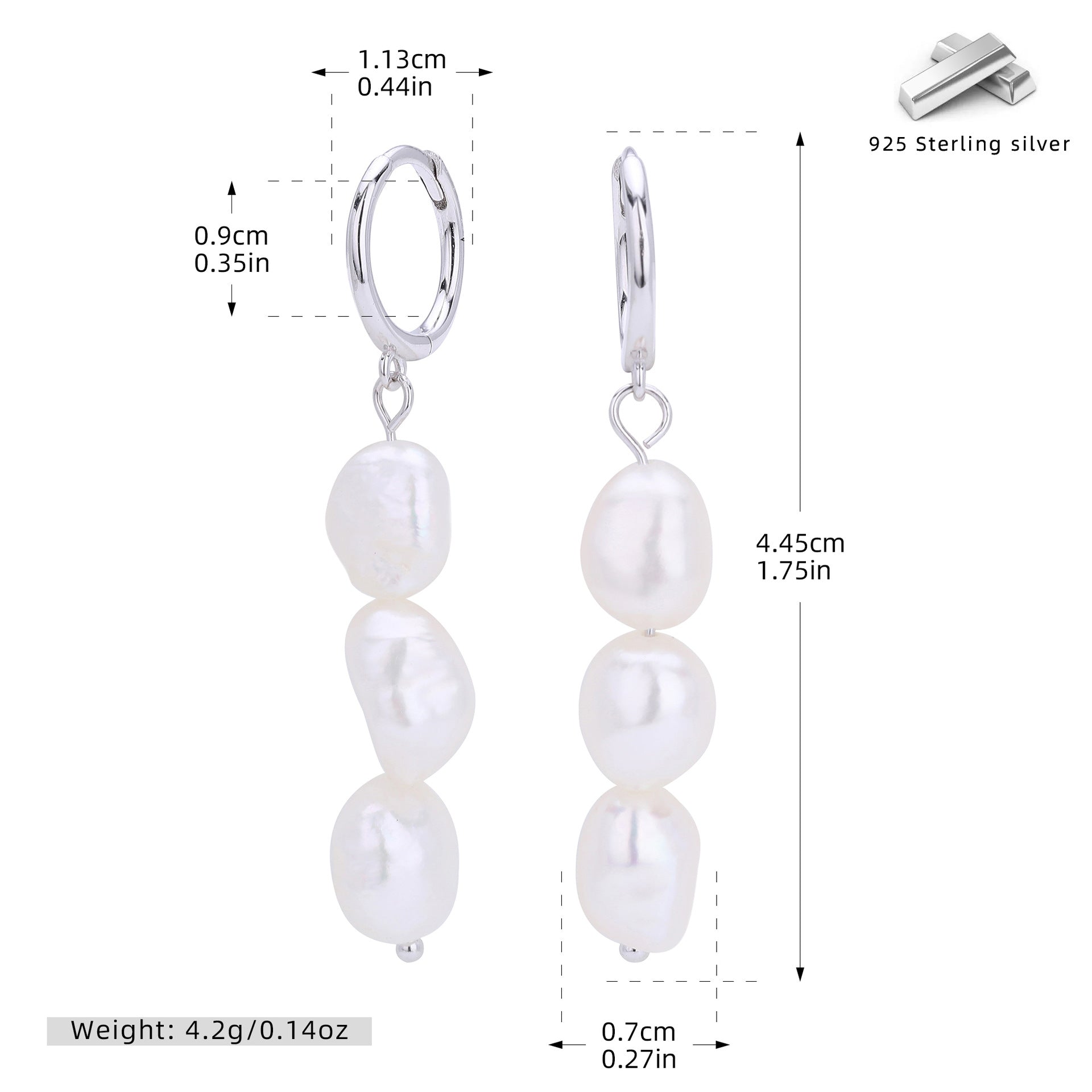 Damen Ohrhänger mit eleganten Perlen aus hochwertigem 925 Sterling Silber Shop Nory