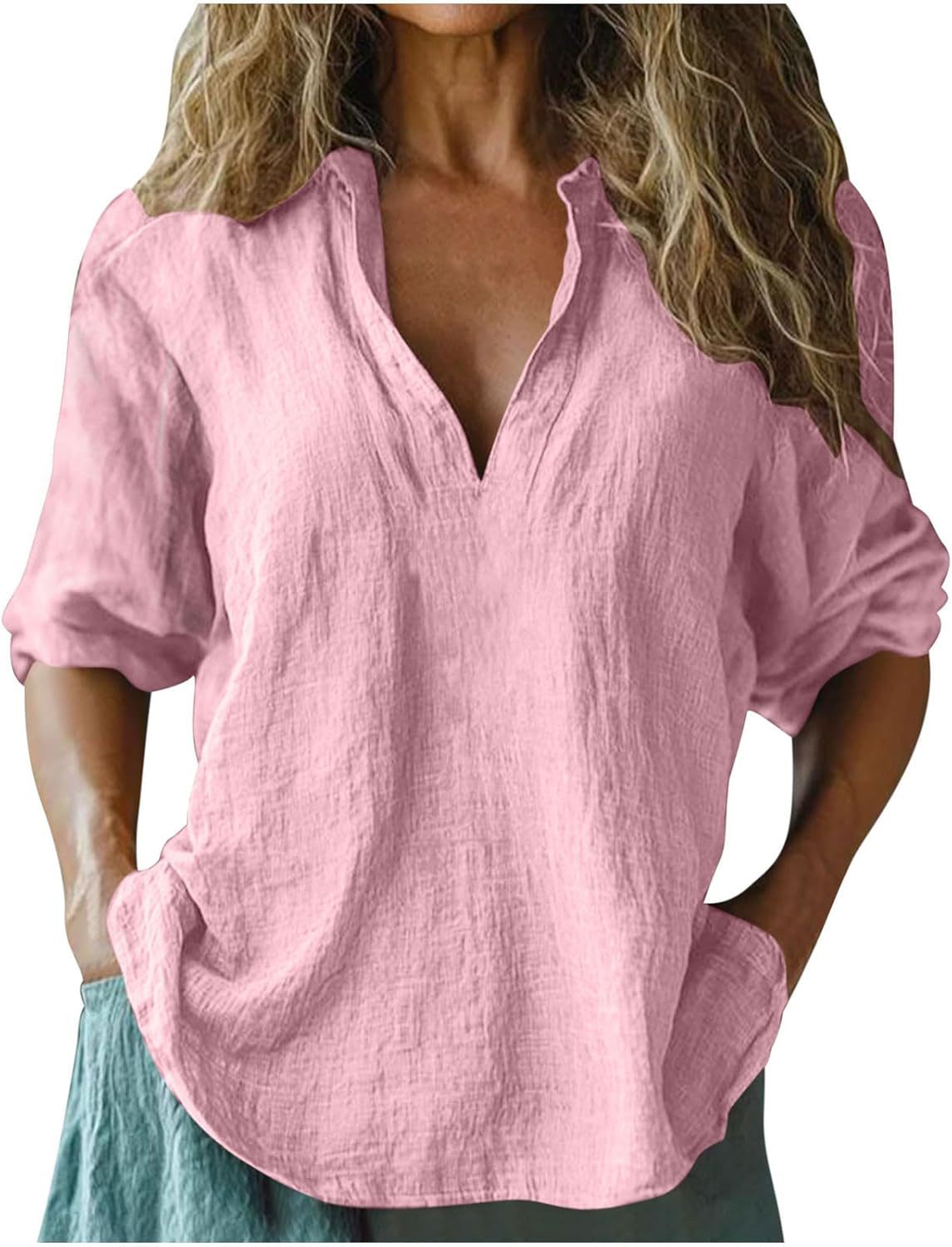 Damen lässige Leinenbluse