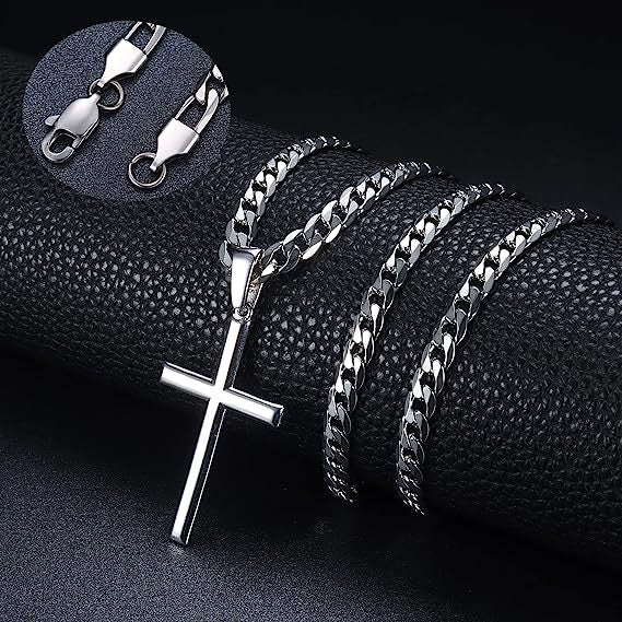 Herren Halskette mit Kreuzanhänger und robustem Gliederdesign Shop Nory