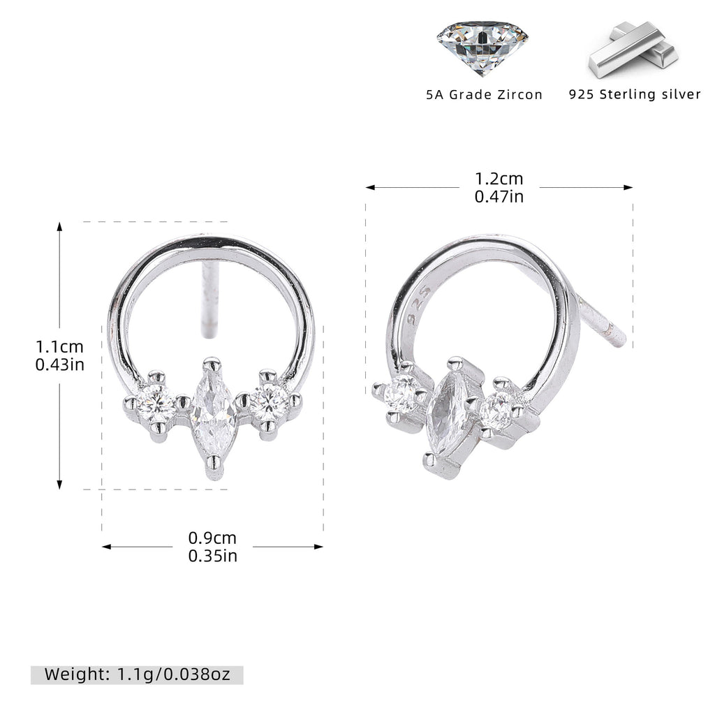 Damen Ohrstecker mit funkelnden, geschliffenen Zirkon-Akzenten aus hochwertigem 925 Sterling Silber Shop Nory