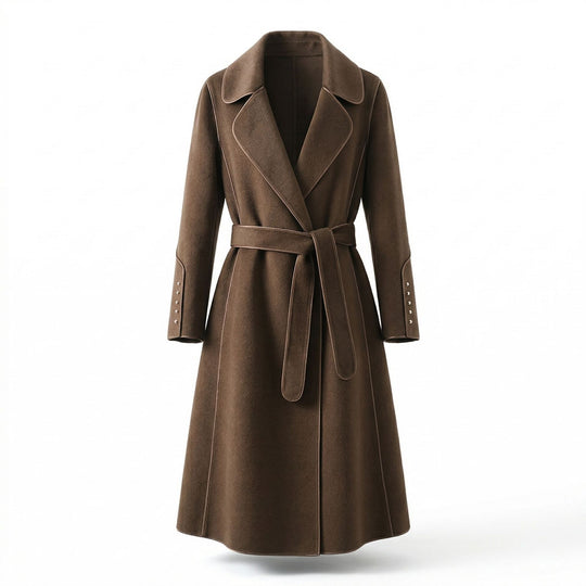 Damen Eleganter Wickelmantel mit Gürtel und hochwertigen Details Shop Nory