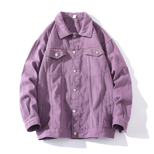 Unisex Oversize-Jeansjacke aus robustem Denim mit Druckknopfleiste Shop Nory