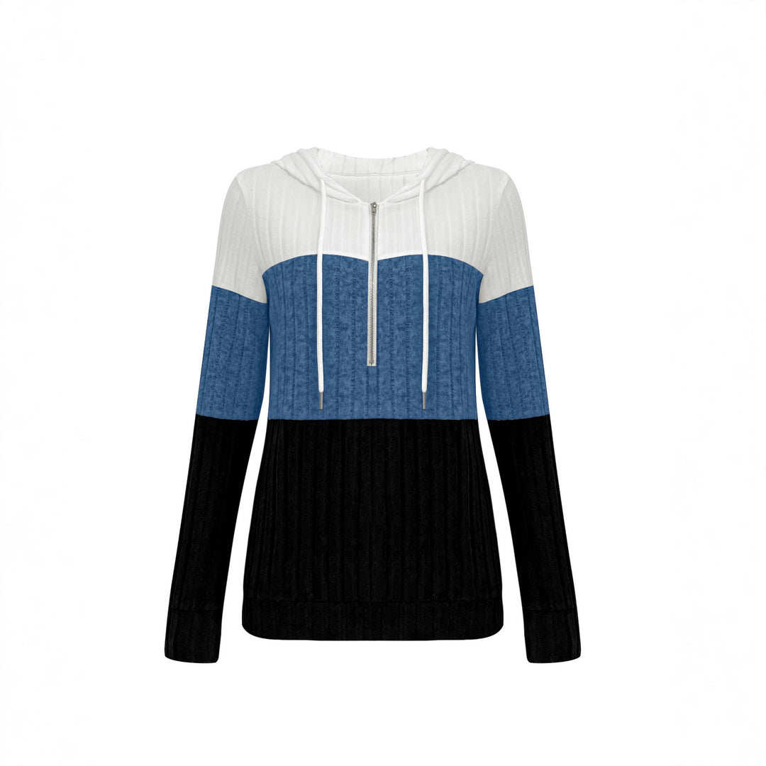Damen Geripptes Lounge-Set mit Kapuzen-Halfzip und weitem Palazzo-Strickhose Shop Nory