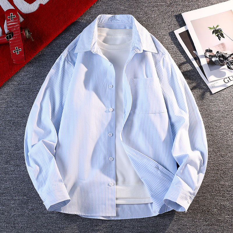 Herren gestreifte Overshirt Hemdjacke aus Baumwollmischung mit Brusttasche Shop Nory