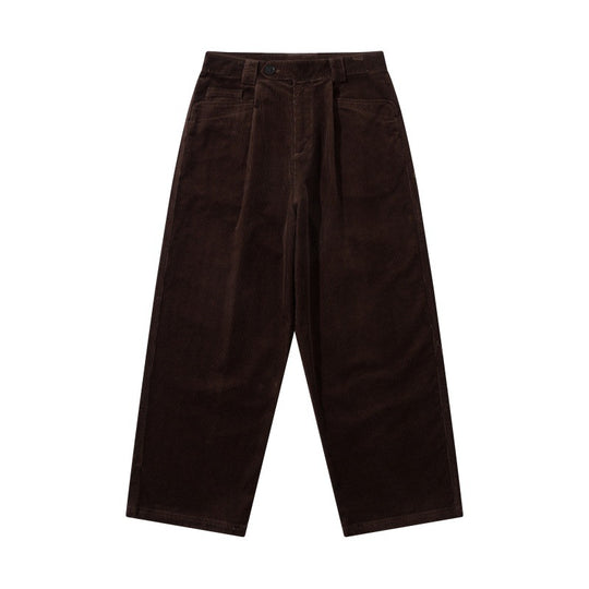 Herren Weite Cordhose mit Bundfalten, hoher Taille und geradem Bein Shop Nory