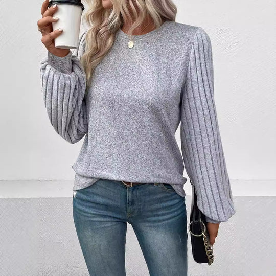 Damen Strickpullover mit gerafften Ballonärmeln Shop Nory