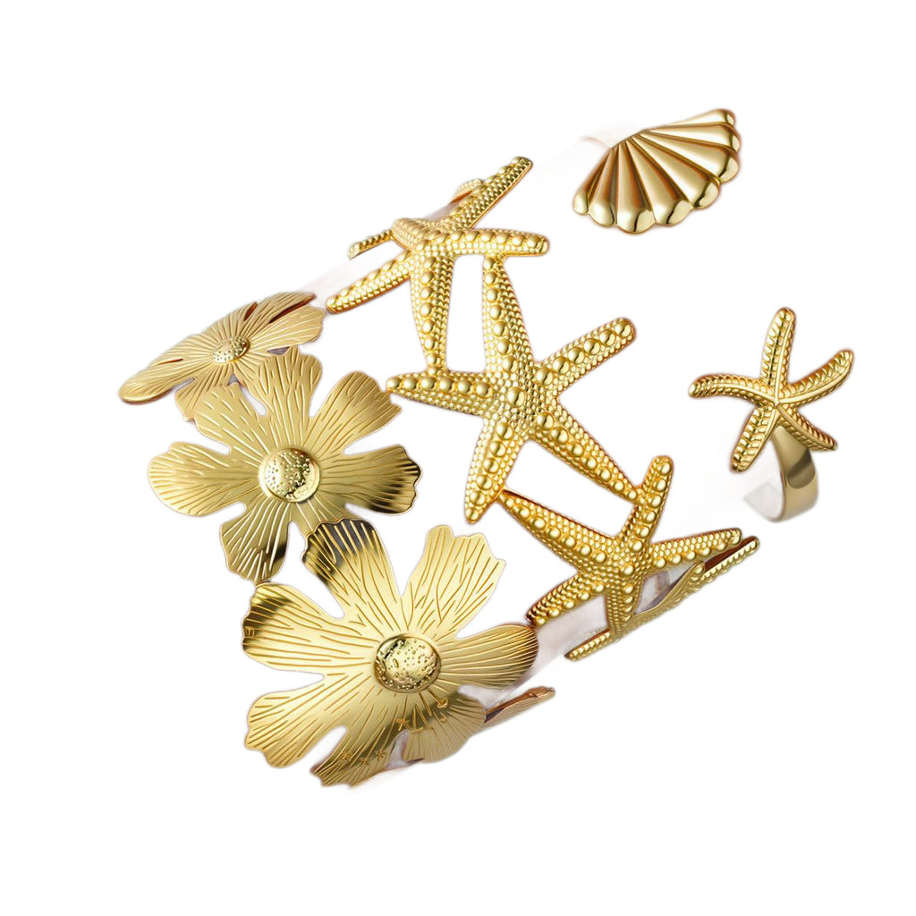 Damen Schmuckarmband-Set mit maritimen Stern- und Blütenmotiven Shop Nory