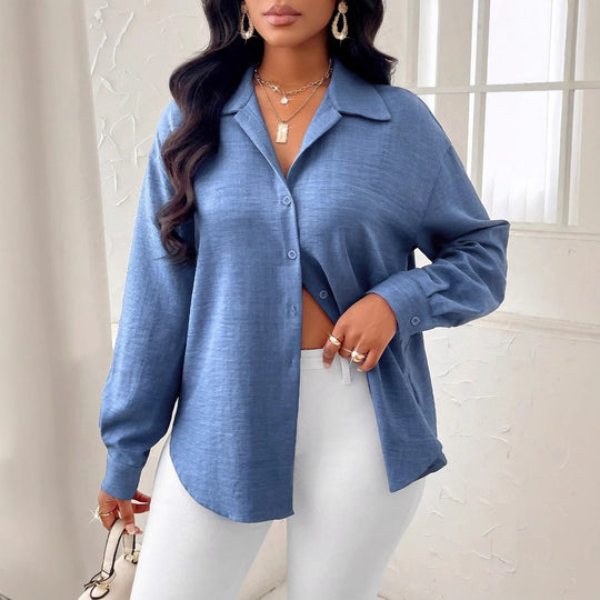 Damen Taillierte Wickelbluse mit Hemdkragen, asymmetrischem Saum & Ballonärmeln Shop Nory