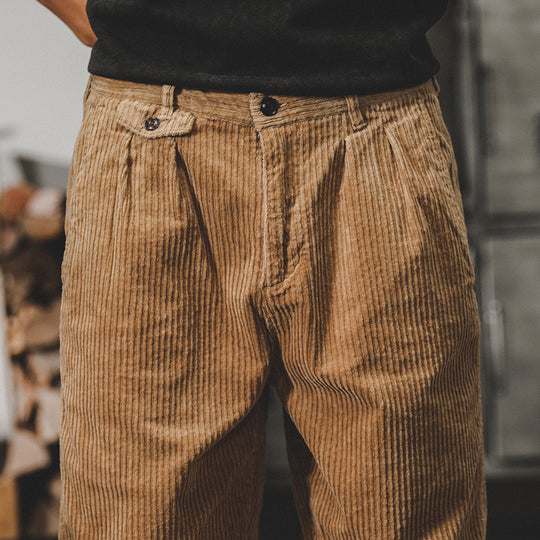 Herren Relaxed-Fit Feincord-Hose mit elastischem Bund, Kordstruktur und gekrempeltem Saum Shop Nory
