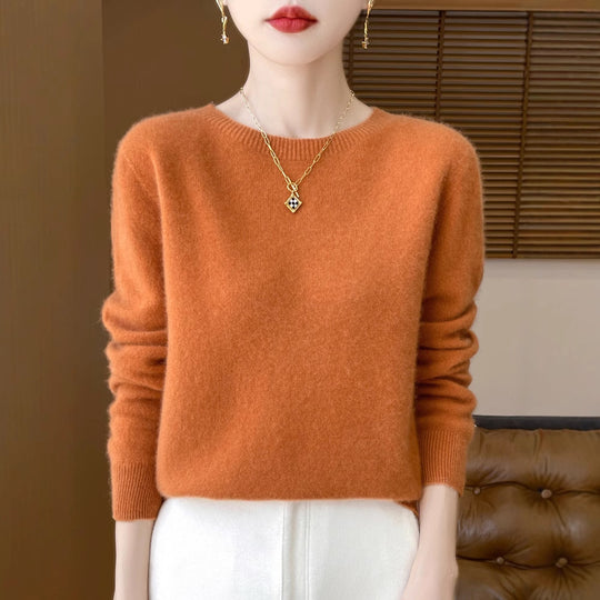 Damen Weicher Mohair‑Optik Rundhals‑Pullover mit feinem Rippsaum und leichter Oversize‑Passform Shop Nory