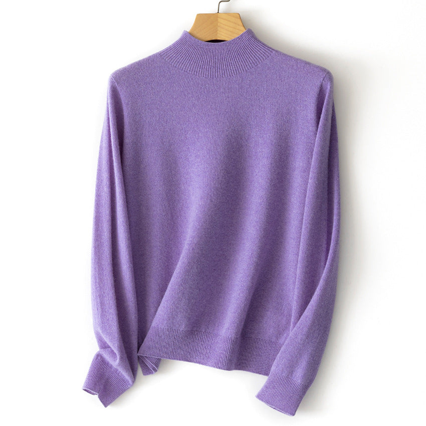 Damen Feiner Stehkragen-Pullover aus Kaschmir-Mix mit gerippten Abschlüssen Shop Nory
