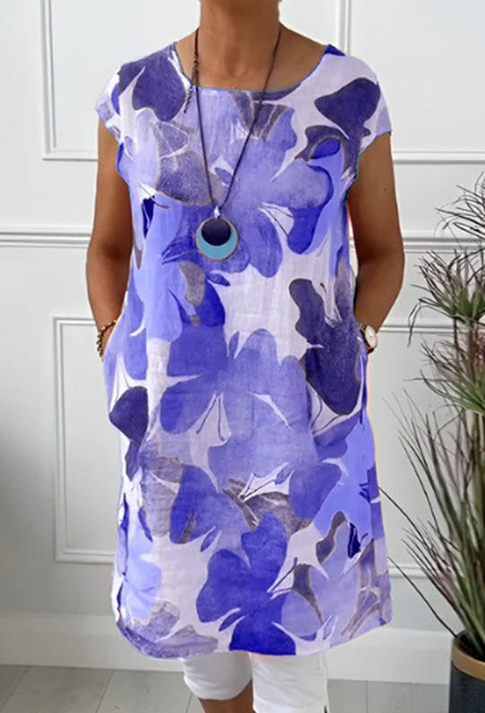 Damen Leichtes Strandkleid mit floralem Muster und Taschen