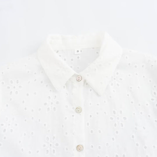 Damen Broderie-Anglaise Hemdblusenkleid mit Stufenrock Shop Nory