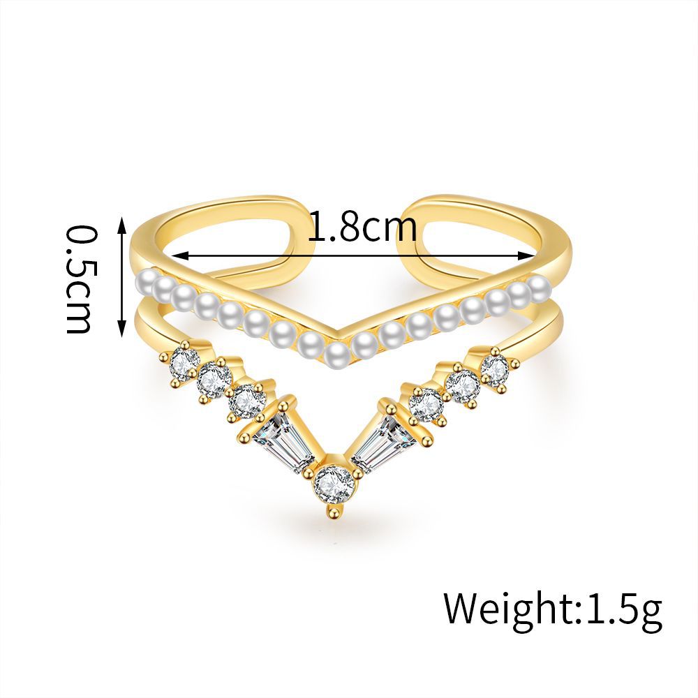 Damen eleganter und funkelnder Ring mit Perlen und Zirkonia Shop Nory