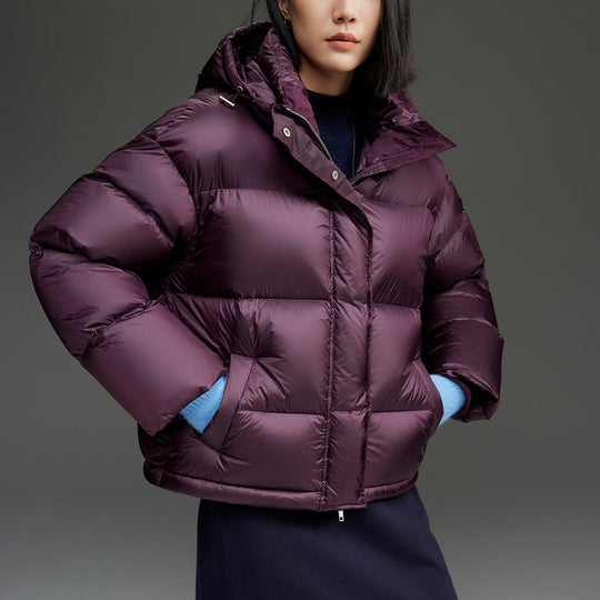 Damen Kurze boxy gesteppte Daunenjacke mit Kapuze Shop Nory