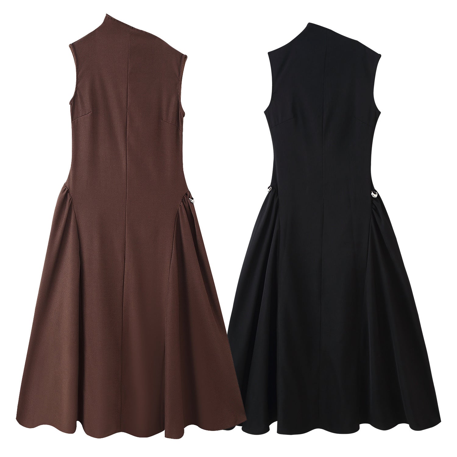 Damen A-Linien Kleid mit asymmetrischem Ausschnitt und eleganten Falten Shopnory