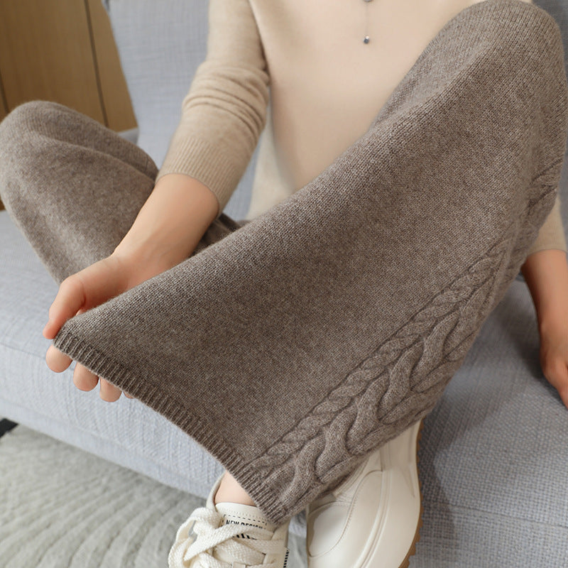 Damen Elegante Strickhose mit Zopfmuster Shop Nory