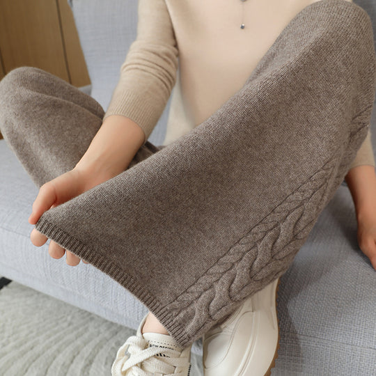 Damen Elegante Strickhose mit Zopfmuster Shop Nory