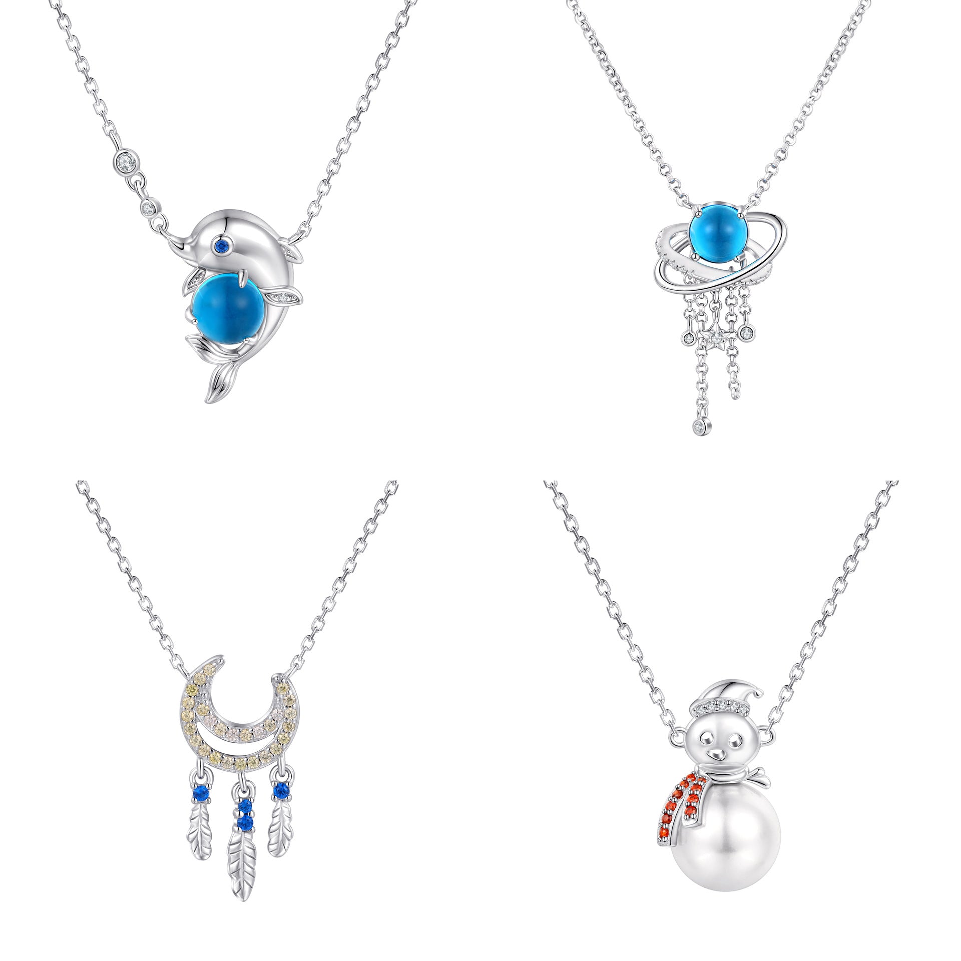 Damen Halskette mit funkelndem Kristallmotiv Shop Nory