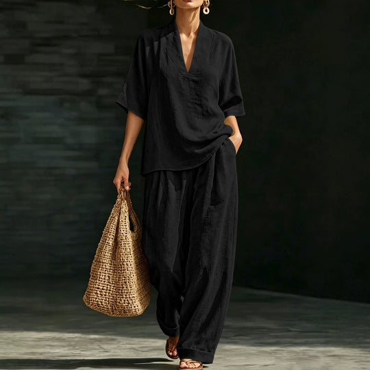 Damen Leichtes Oversize V-Ausschnitt Tunika‑Top mit Kimonoärmeln Shop Nory