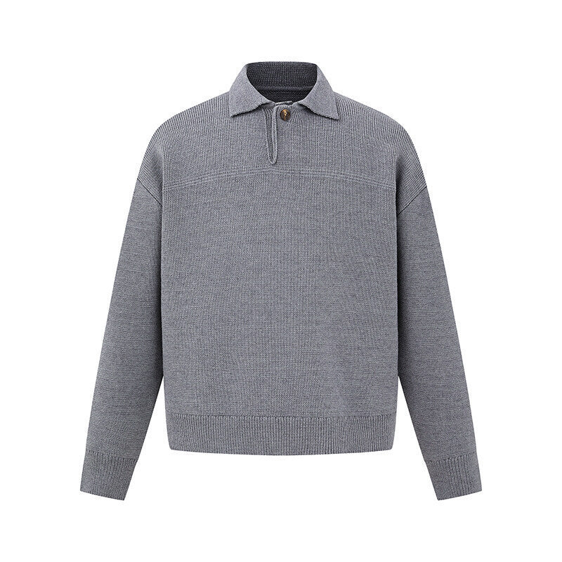 Herren Boxy-Strickpullover mit Polokragen und halber Knopfleiste Shop Nory