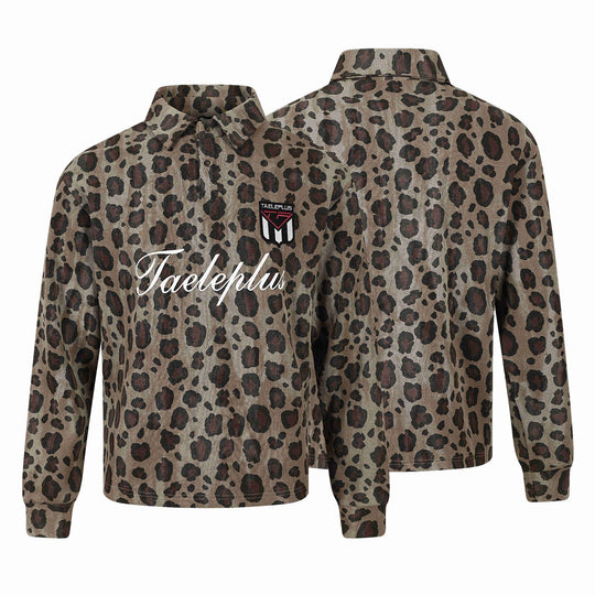 Damen Langärmeliges Poloshirt mit Waffelstruktur, Knopfleiste und Animal-Print Shop Nory