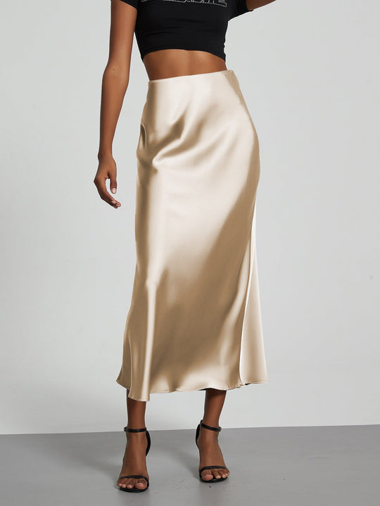 Damen Elegante und fließende Satin Maxiröcke